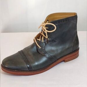 J. Shoes Anthropologie Green Leather Lace Up Ankle Boots EUC